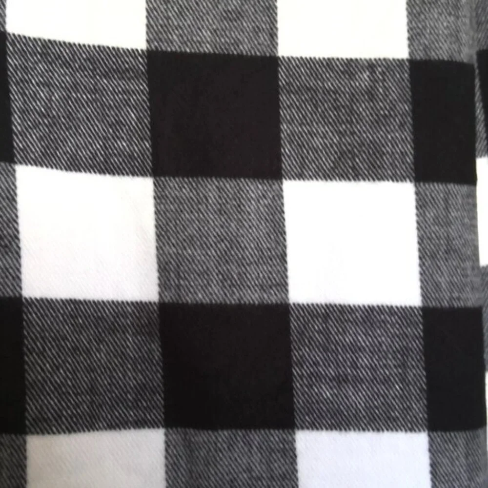 New Janice Apparel Plaid Scarf Black & White Fringe Italy Design Viscose NWT